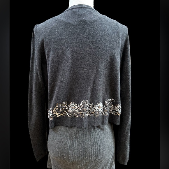 INC sz P/L cropped sweater sequins w matching grey sweater tank top lightweight - Picture 3 of 14